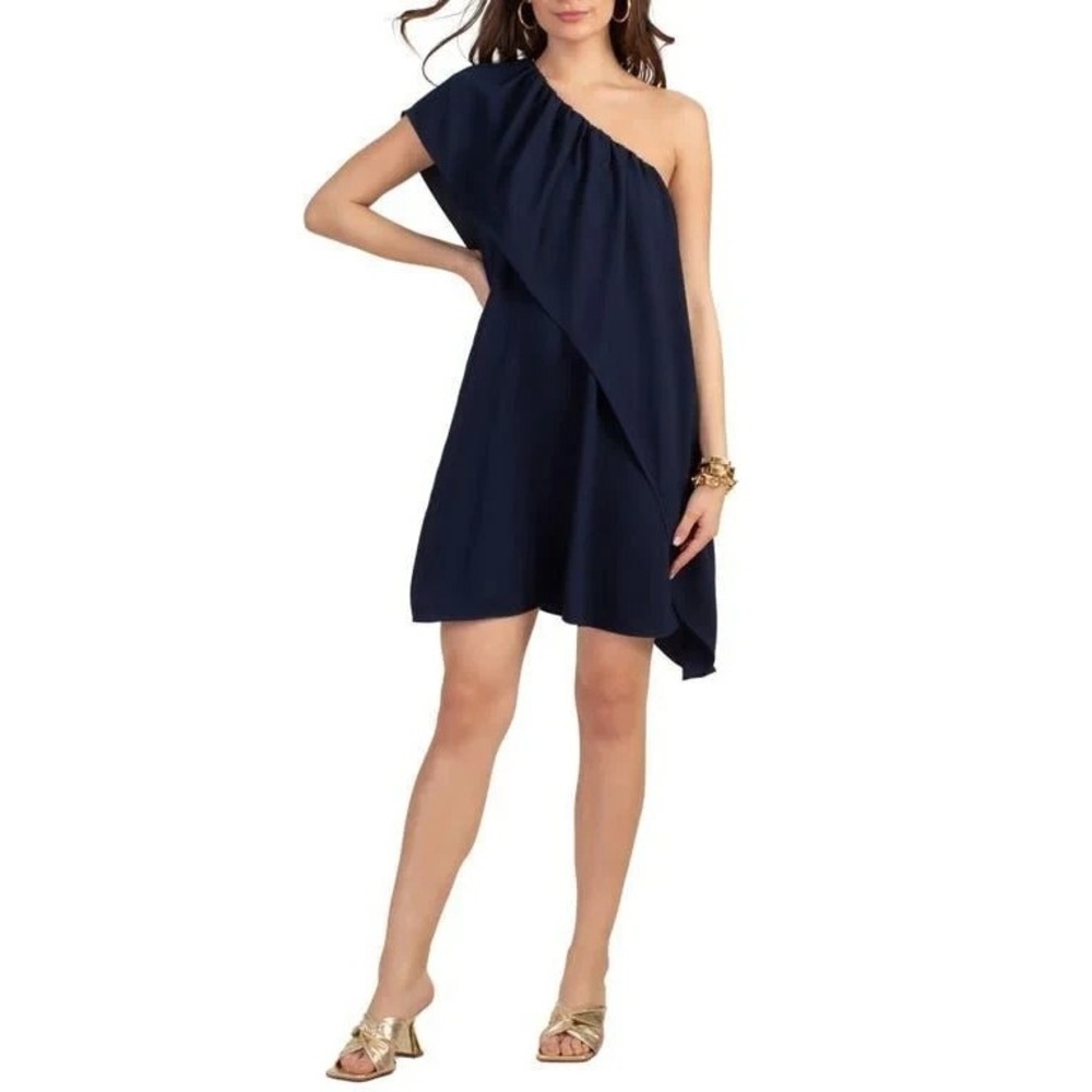 NWT Trina Turk asymmectrical blue one shoulder flowy Satisfied dress size L $298
